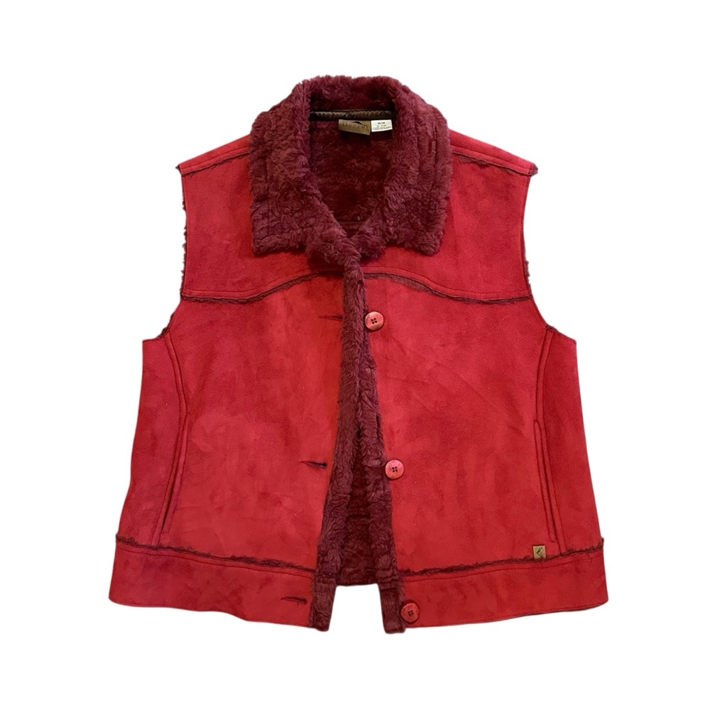 Red  Vest with Faux Fur Lining Horse Design